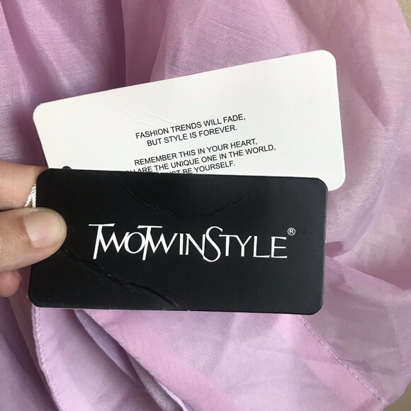 TWOTWINSTYLE V-Neck Ruched Cut Out Mini Puff Sleeve Dress Size Small Pink - Picture 5 of 8